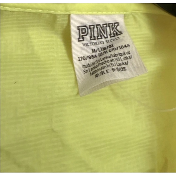 Victoria's Secret Pink windbreaker jacket with sheer sleeves Neon Yellow M - Picture 5 of 7